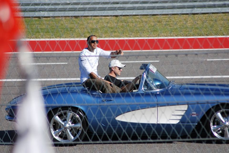 Race day: Lewis Hamilton and Shane Heminway